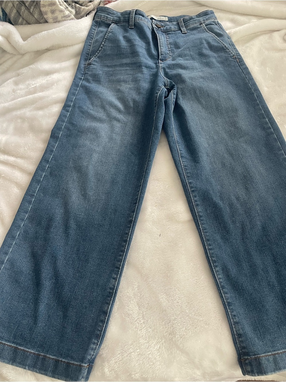 Ella Moss Sz 4 wide leg jeans high rise 30” waist 25” inseam light medium wash